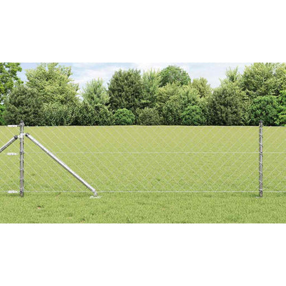 Kettengliedzaun mit Pfosten Silber 0.8 x 25 m Stahl