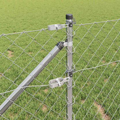 Kettengliedzaun mit Pfosten Silber 0,8 x 25 m Stahl
