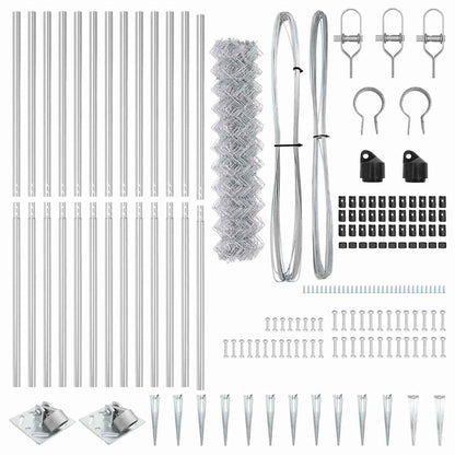 Kettengliedzaun mit Pfosten Silber 1.2 x 25 m Stahl