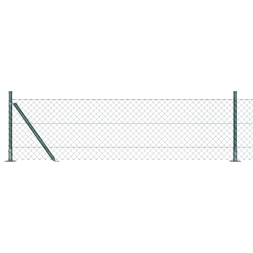 Kettengliedzaun mit Pfosten Grün 0,6 x 10 m Stahl
