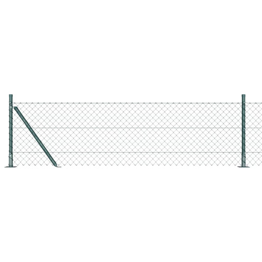Kettengliedzaun mit Pfosten Grün 0,6 x 10 m Stahl