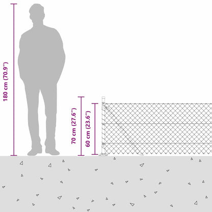 Kettengliedzaun mit Pfosten Grün 0,6 x 10 m Stahl