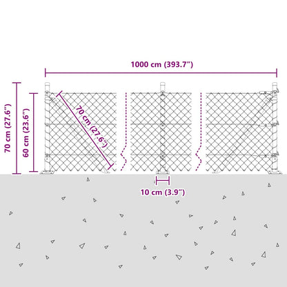 Kettengliedzaun mit Pfosten Grün 0,6 x 10 m Stahl