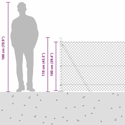 Kettengliedzaun mit Pfosten Grün 1 x 10 m Stahl