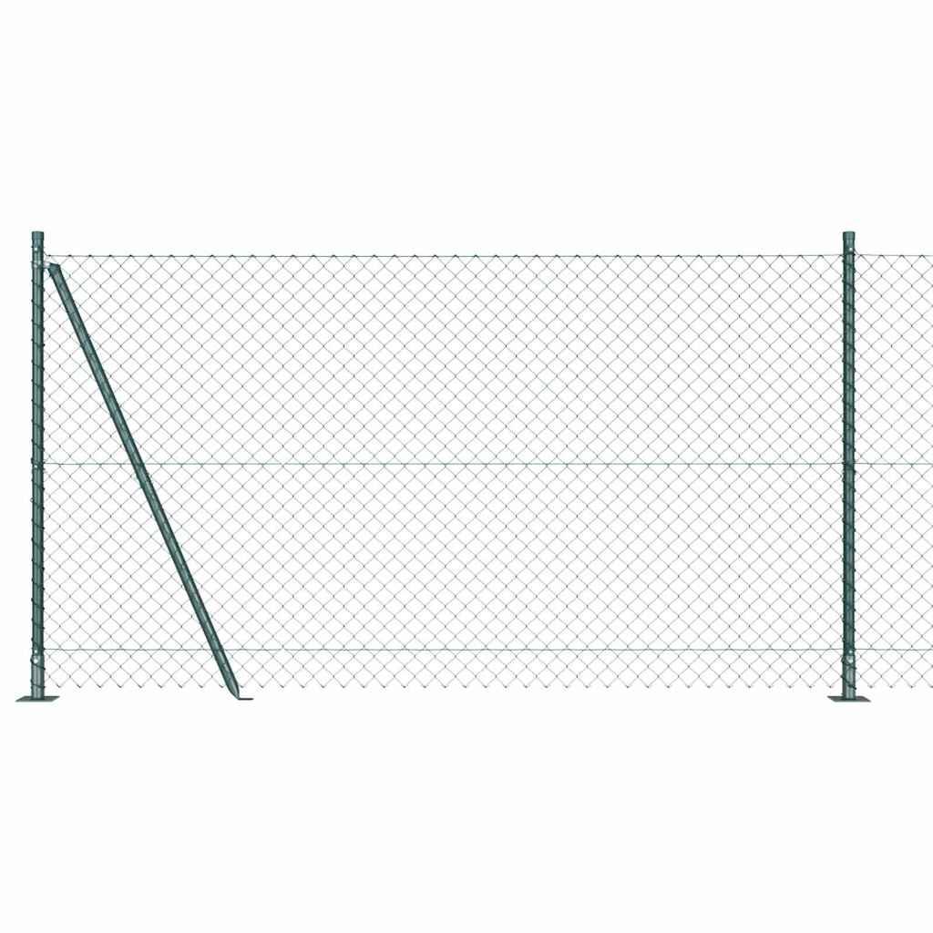 Kettengliedzaun mit Pfosten Grün 1.2 x 10 m Stahl