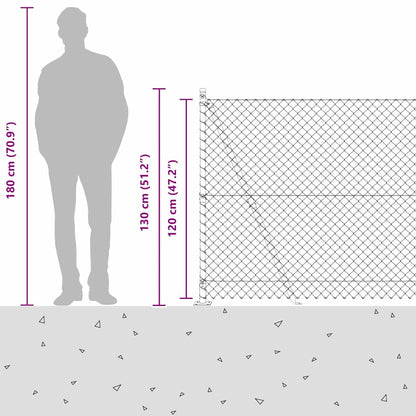 Kettengliedzaun mit Pfosten Grün 1.2 x 10 m Stahl