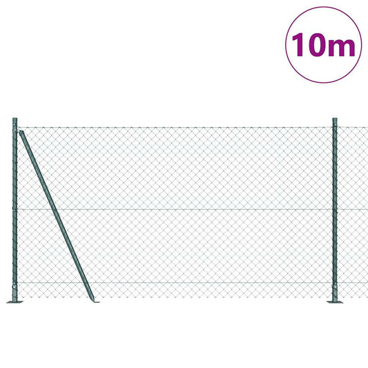 Kettengliedzaun mit Pfosten Grün 1.2 x 10 m Stahl