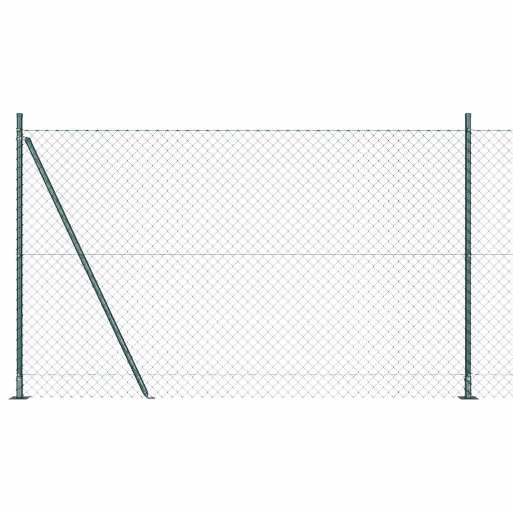 Kettengliedzaun mit Pfosten Grün 1.4 x 10 m Stahl
