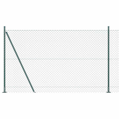 Kettengliedzaun mit Pfosten Grün 1.4 x 10 m Stahl