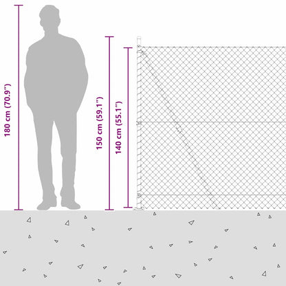 Kettengliedzaun mit Pfosten Grün 1.4 x 10 m Stahl