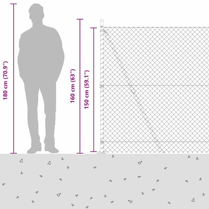 Kettengliedzaun mit Pfosten Grün 1.5 x 10 m Stahl