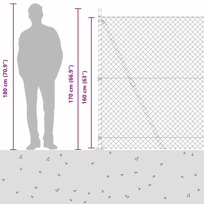 Kettengliedzaun mit Pfosten Grün 1.6 x 10 m Stahl