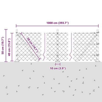 Kettengliedzaun mit Pfosten Grün 0,4 x 10 m Stahl