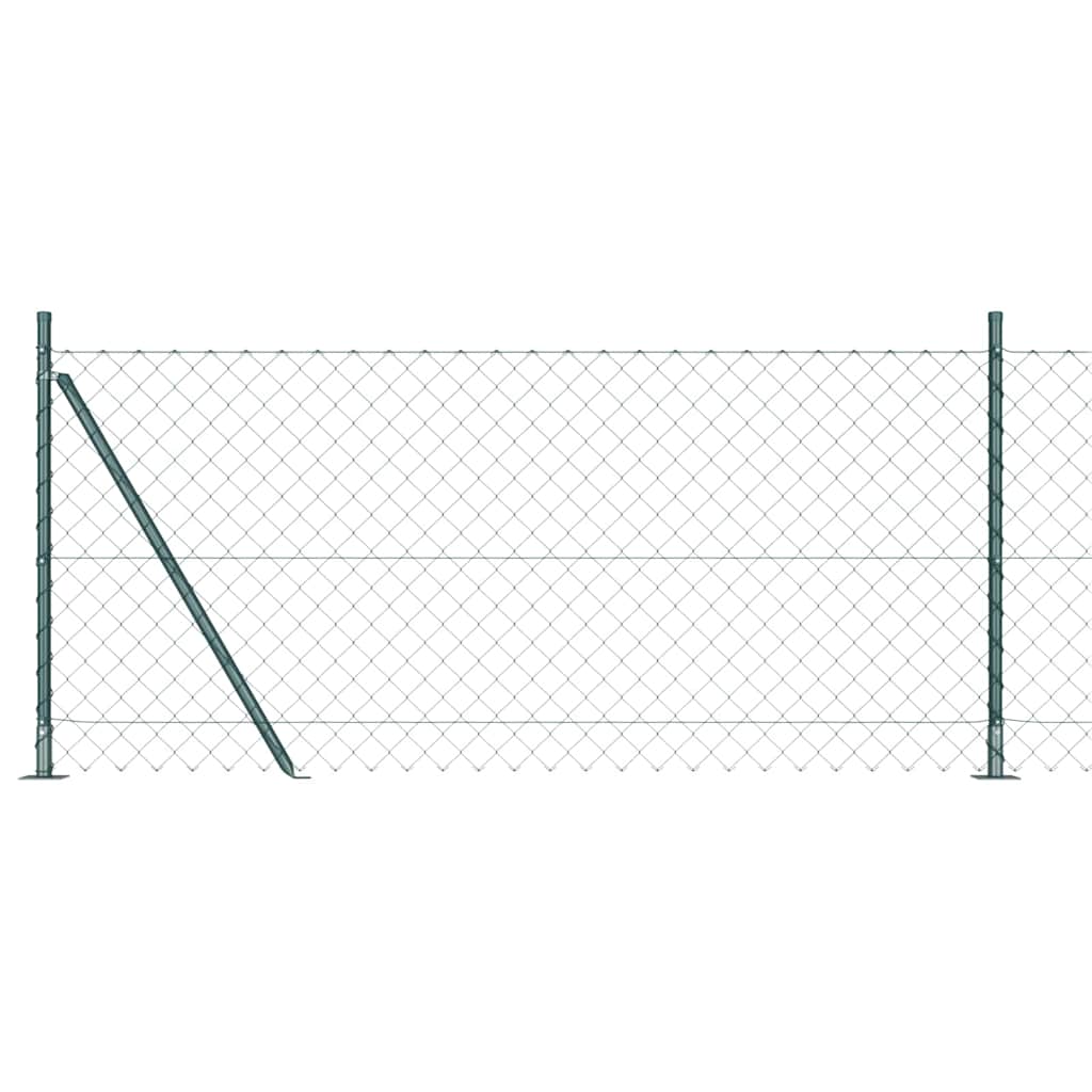 Kettengliedzaun mit Pfosten Grün 0.8 x 10 m Stahl