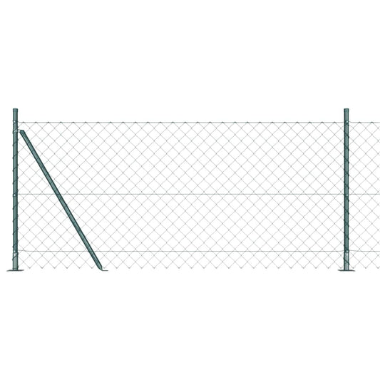Kettengliedzaun mit Pfosten Grün 0.8 x 10 m Stahl