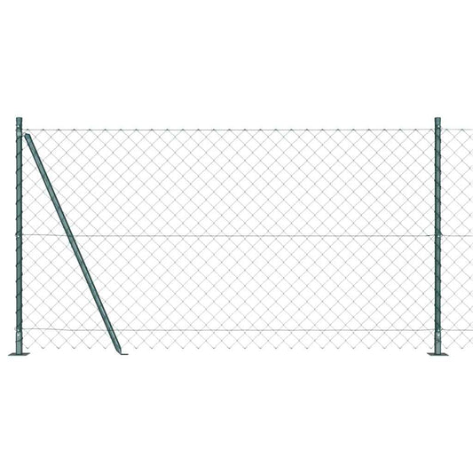 Kettengliedzaun mit Pfosten Grün 1.2 x 10 m Stahl