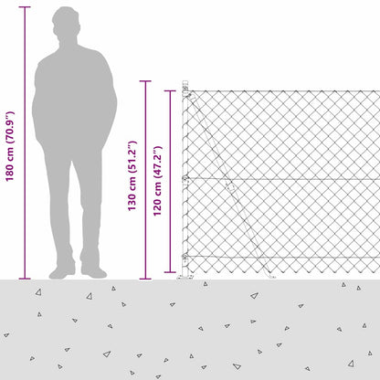 Kettengliedzaun mit Pfosten Grün 1.2 x 10 m Stahl