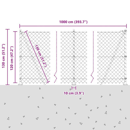 Kettengliedzaun mit Pfosten Grün 1.2 x 10 m Stahl