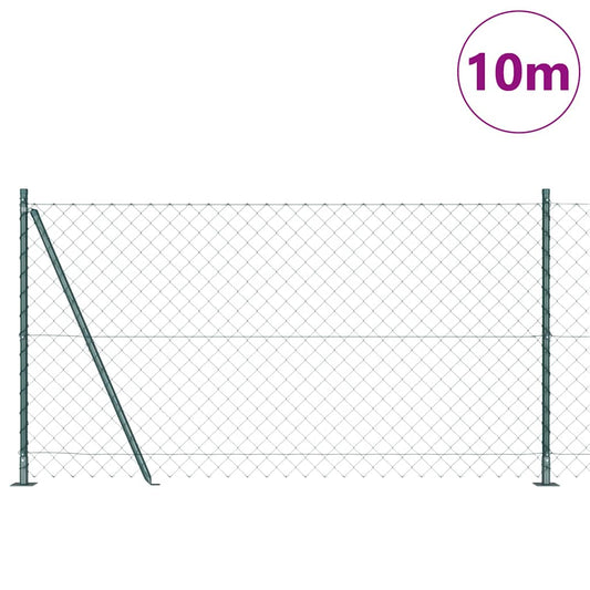 Kettengliedzaun mit Pfosten Grün 1.2 x 10 m Stahl