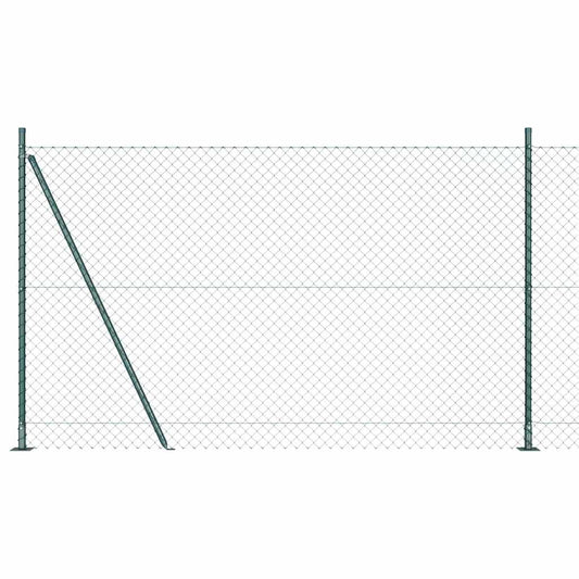 Kettengliedzaun mit Pfosten Grün 1.4 x 10 m Stahl