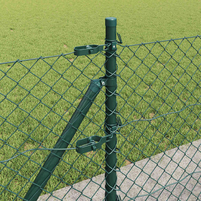 Kettengliedzaun mit Pfosten Grün 0,4 x 25 m Stahl