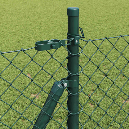 Kettengliedzaun mit Pfosten Grün 0,8 x 25 m Stahl