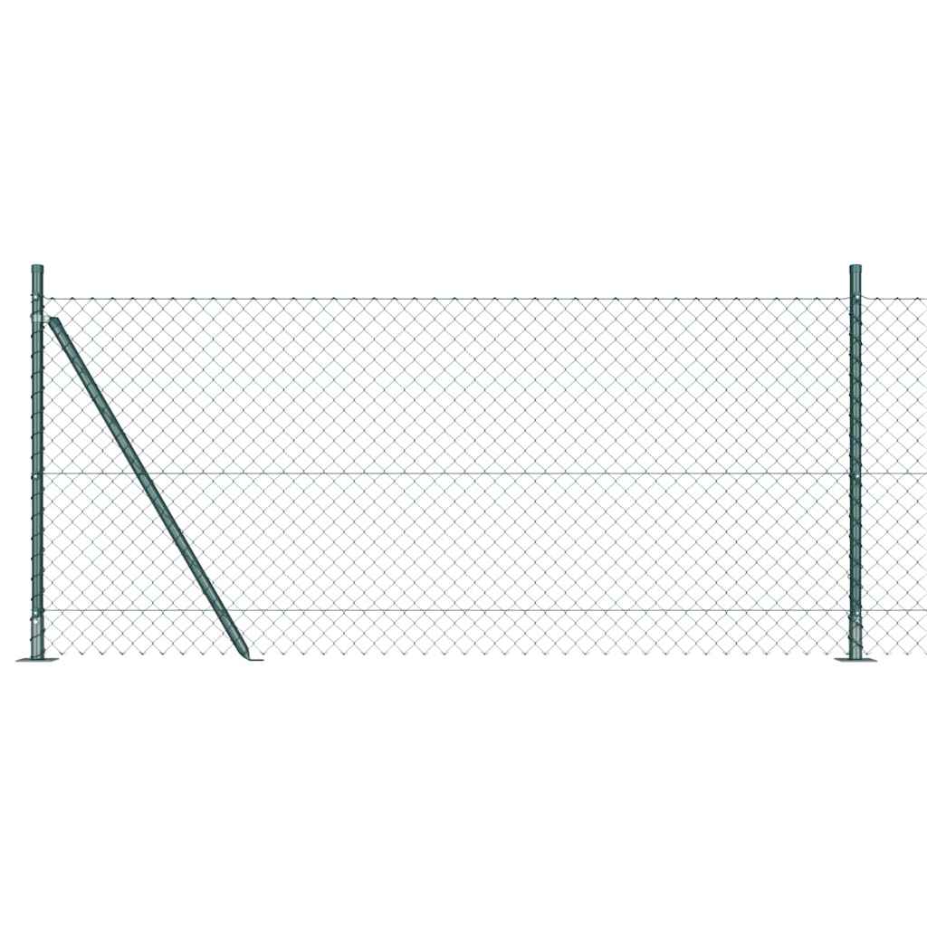 Kettengliedzaun mit Pfosten Grün 0.8 x 25 m Stahl