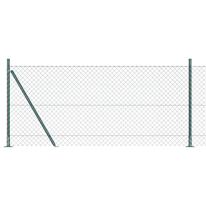 Kettengliedzaun mit Pfosten Grün 0.8 x 25 m Stahl