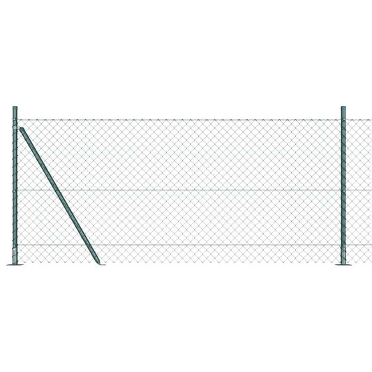 Kettengliedzaun mit Pfosten Grün 0.8 x 25 m Stahl