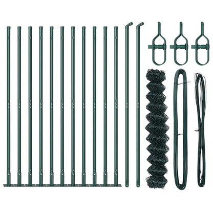 Kettengliedzaun mit Pfosten Grün 0.8 x 25 m Stahl