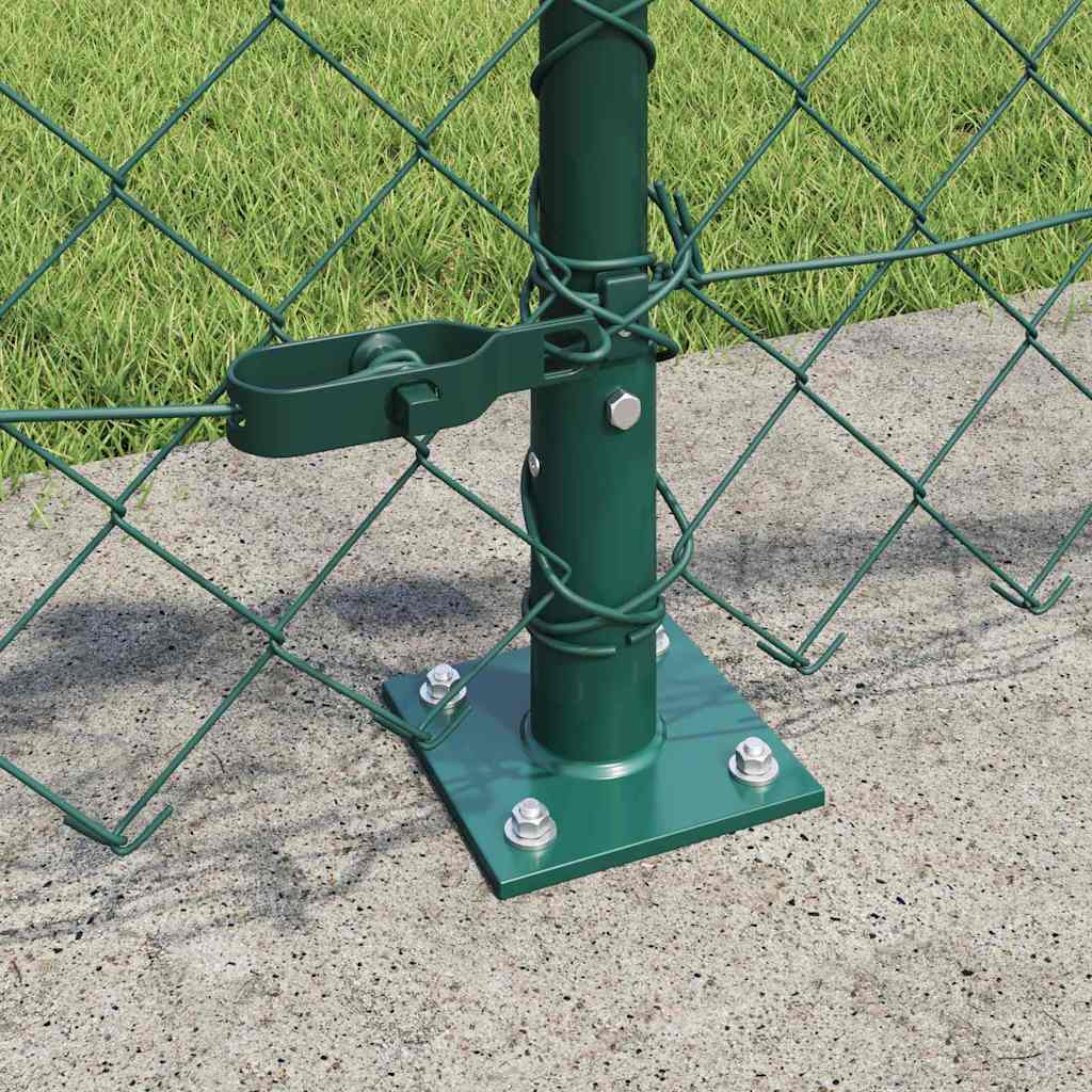 Kettengliedzaun mit Pfosten Grün 0,4 x 25 m Stahl
