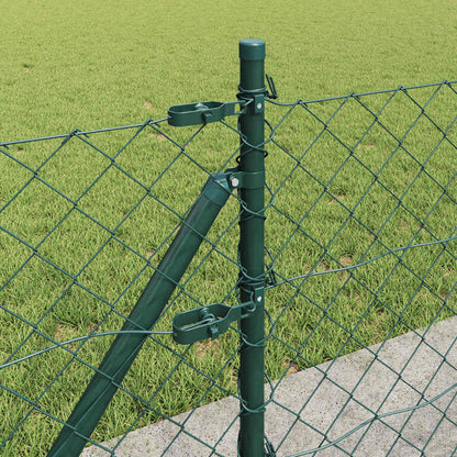 Kettengliedzaun mit Pfosten Grün 0,4 x 25 m Stahl
