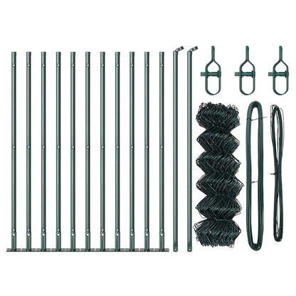 Kettengliedzaun mit Pfosten Grün 0,6 x 25 m Stahl
