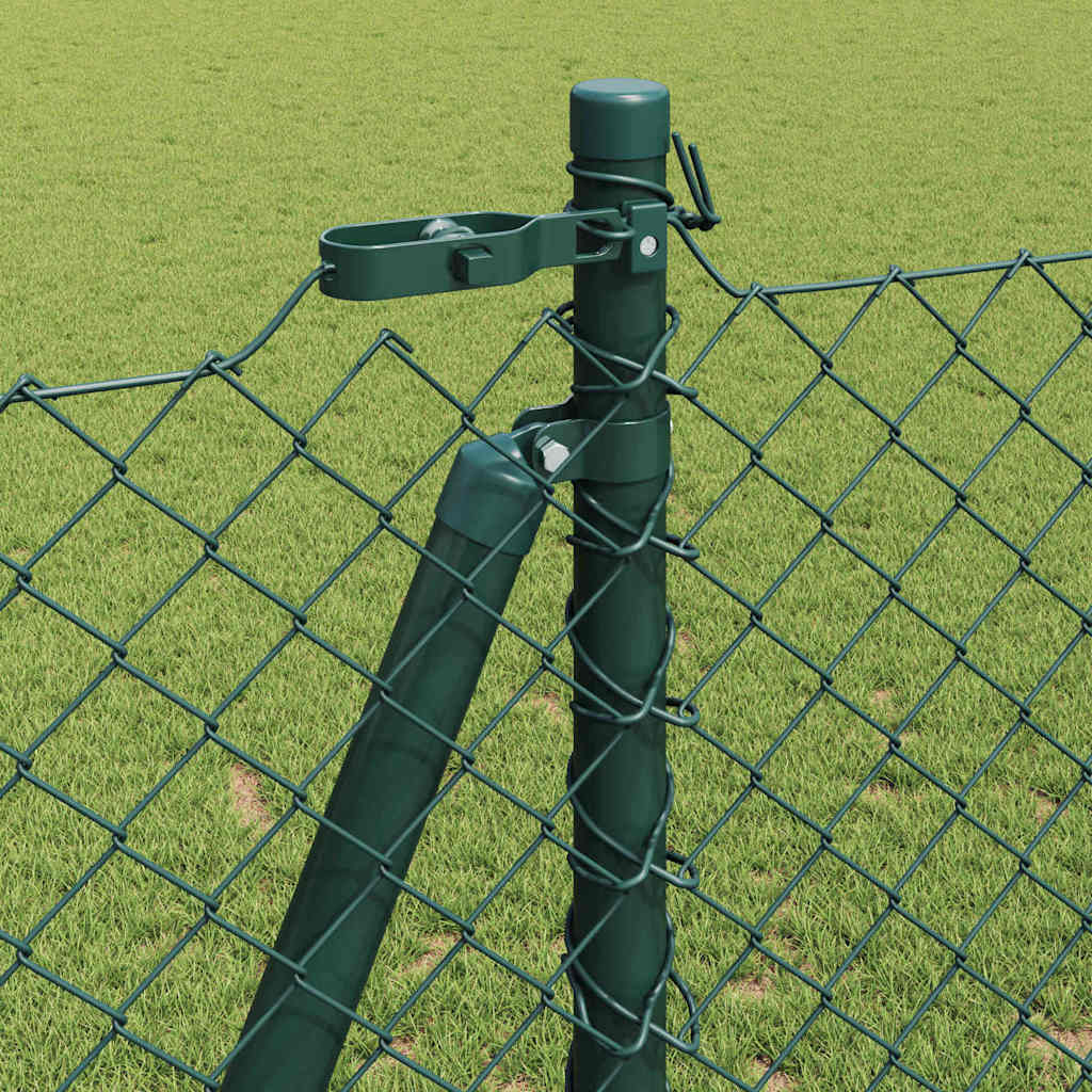 Kettengliedzaun mit Pfosten Grün 1,2 x 25 m Stahl