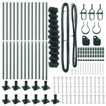 Kettengliedzaun mit Pfosten Grün 1.2 x 25 m Stahl