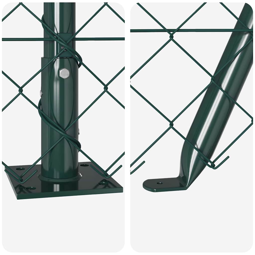 Kettengliedzaun mit Pfosten Grün 1.4 x 25 m Stahl
