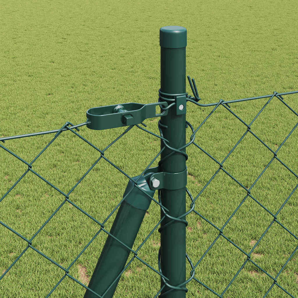 Kettengliedzaun mit Pfosten Grün 1,4 x 25 m Stahl