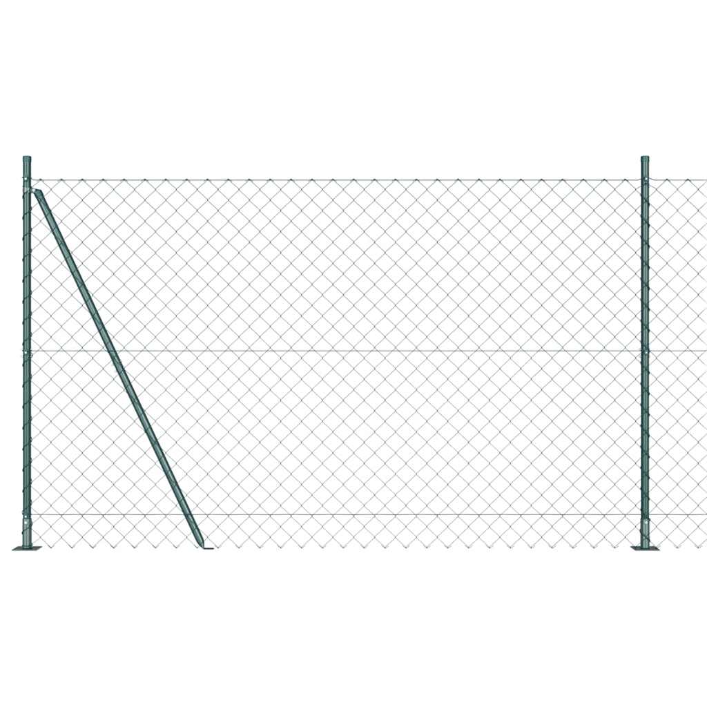 Kettengliedzaun mit Pfosten Grün 1.4 x 25 m Stahl