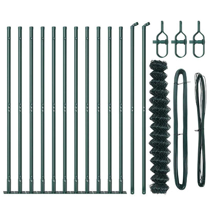 Kettengliedzaun mit Pfosten Grün 1.4 x 25 m Stahl