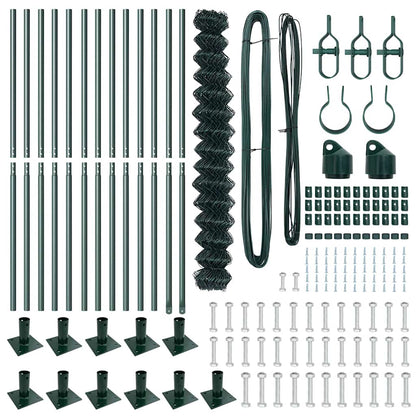 Kettengliedzaun mit Pfosten Grün 1.4 x 25 m Stahl