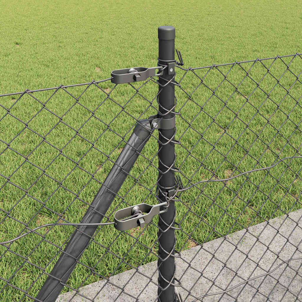 Kettengliedzaun mit Pfosten Grau 0,4 x 10 m Stahl
