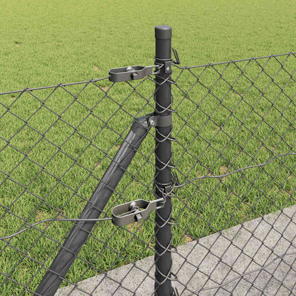Kettengliedzaun mit Pfosten Grau 0,4 x 10 m Stahl