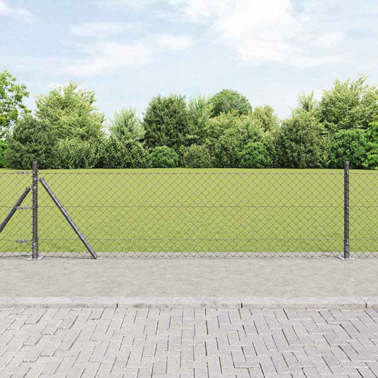 Kettengliedzaun mit Pfosten Grau 0,4 x 10 m Stahl