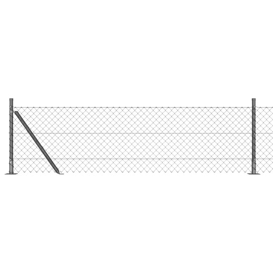 Kettengliedzaun mit Pfosten Grau 0,4 x 10 m Stahl