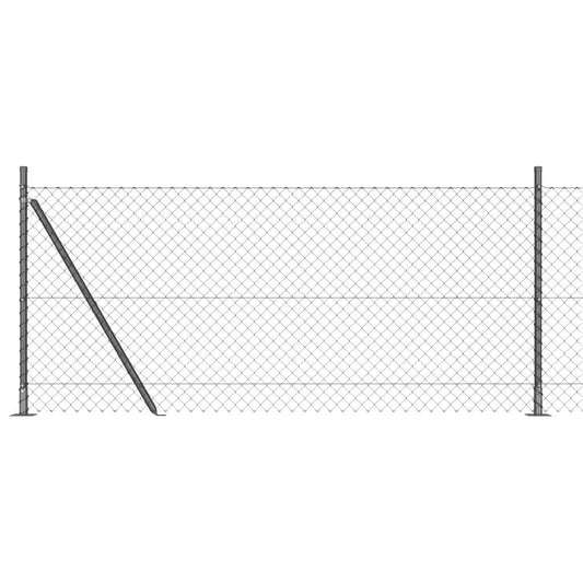 Kettengliedzaun mit Pfosten Grau 0.8 x 10 m Stahl
