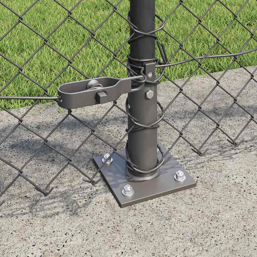 Kettengliedzaun mit Pfosten Grau 1 x 10 m Stahl