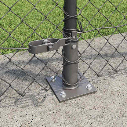 Kettengliedzaun mit Pfosten Grau 1 x 10 m Stahl