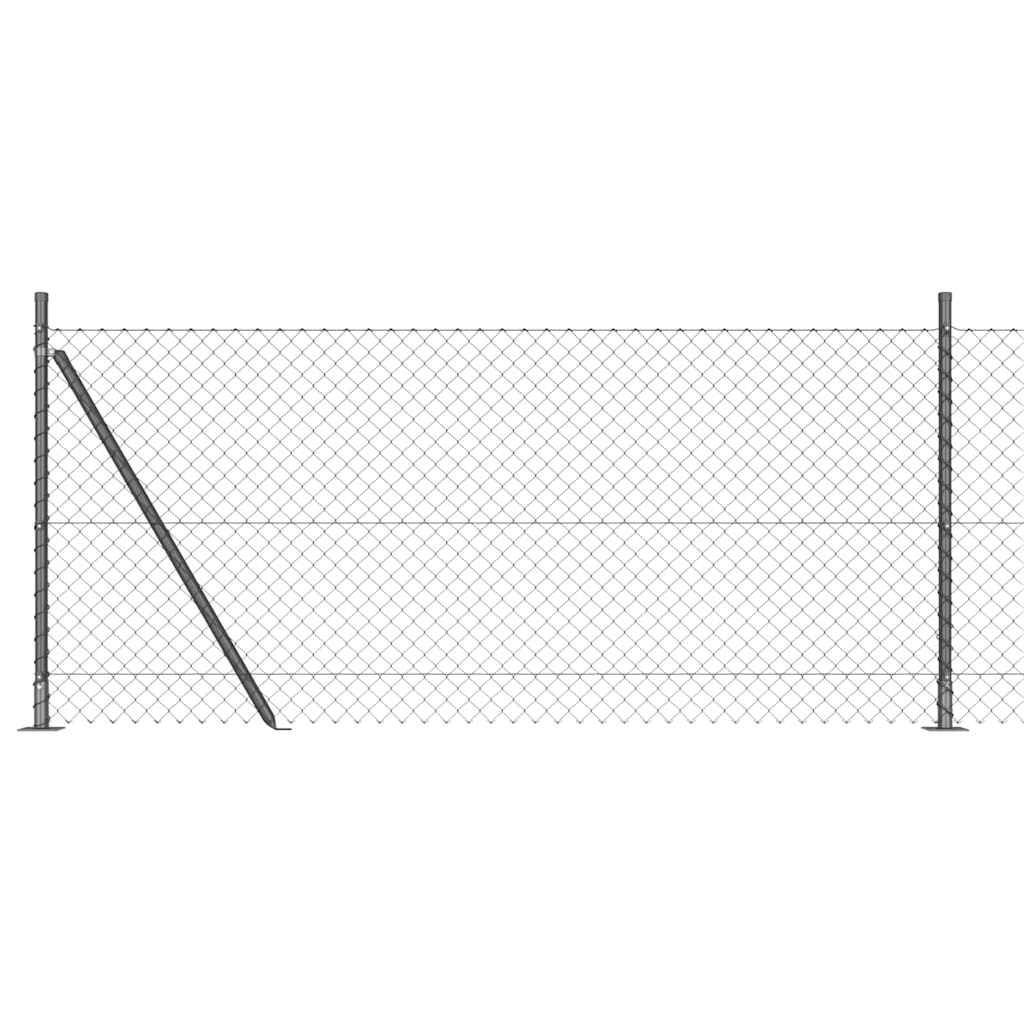 Kettengliedzaun mit Pfosten Grau 1 x 10 m Stahl