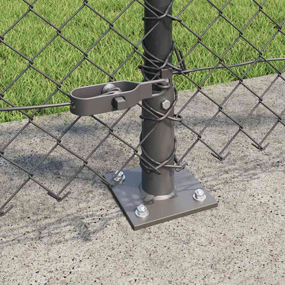 Kettengliedzaun mit Pfosten Grau 1,2 x 10 m Stahl