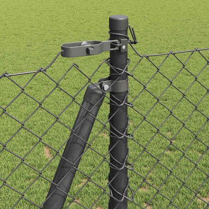 Kettengliedzaun mit Pfosten Grau 1,2 x 10 m Stahl
